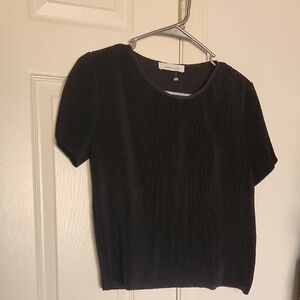Samsoe Samsoe Black Ribbed Soft Short Sleeve Blouse XS